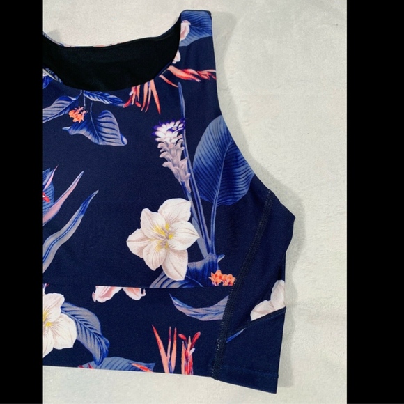 NEW $40 Zella Floral Stardust Racerback Padded Sports Bra in Blue‎ [SZ XS ] - Picture 5 of 8